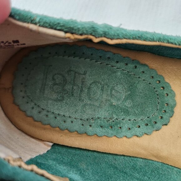 Latigo Begonia Anthropologie Size 8.5M Flats Embroidered Leather Suede Teal Boho - Picture 6 of 9
